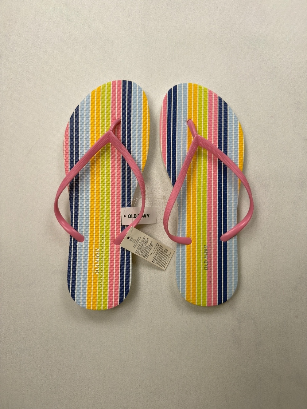 Old Navy Flip Flops Pink Striped Casual Summer - Women 8